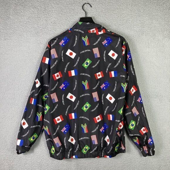 Forever 21 Windbreaker Jacket 1/4 Zip Mens Size Large‎ Flag Graphic Worldwide - Picture 4 of 10